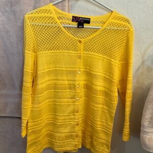 Gorgeous Yellow open weave over blouse, button up